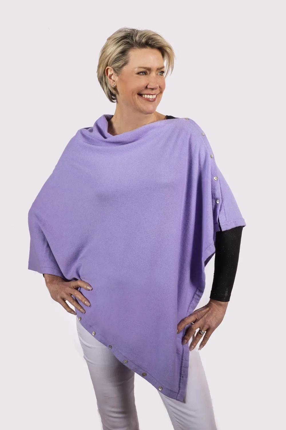 Classic Button Cashmere Poncho