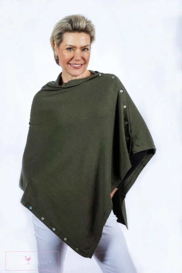 Classic Button Cashmere Poncho