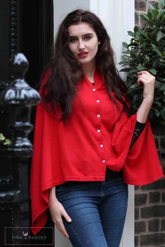 Classic Button Cashmere Poncho