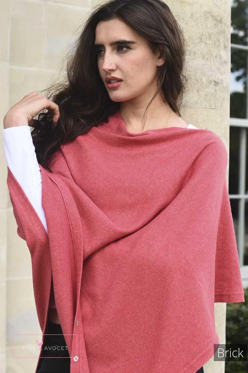 Classic Button Cashmere Poncho