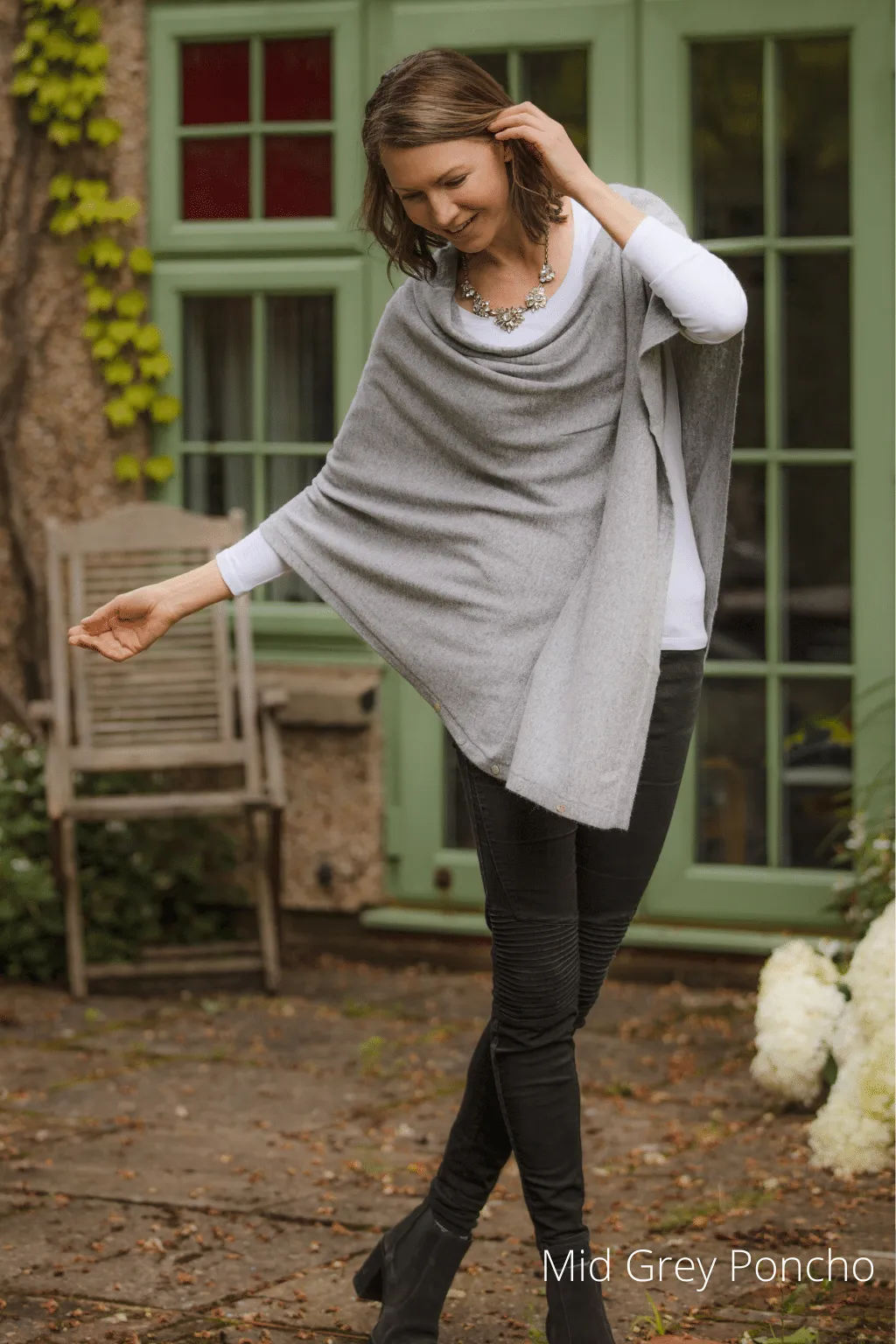 Classic Button Cashmere Poncho