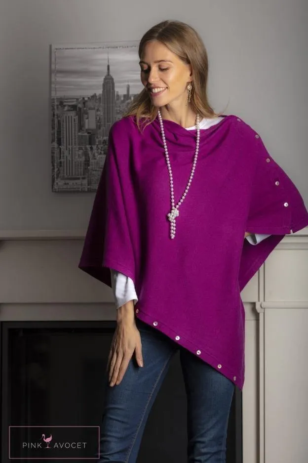 Classic Button Cashmere Poncho