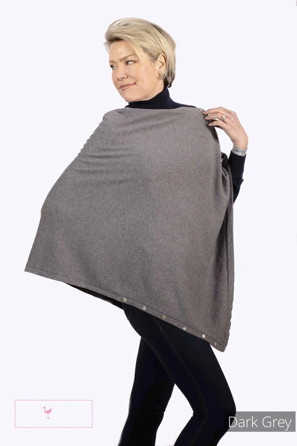 Classic Button Cashmere Poncho