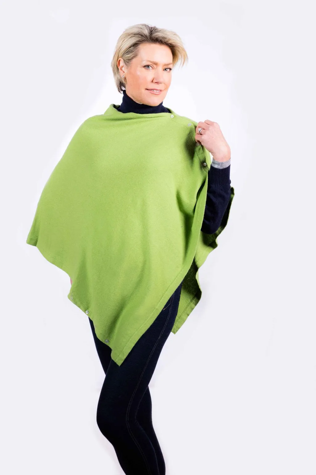 Classic Button Cashmere Poncho