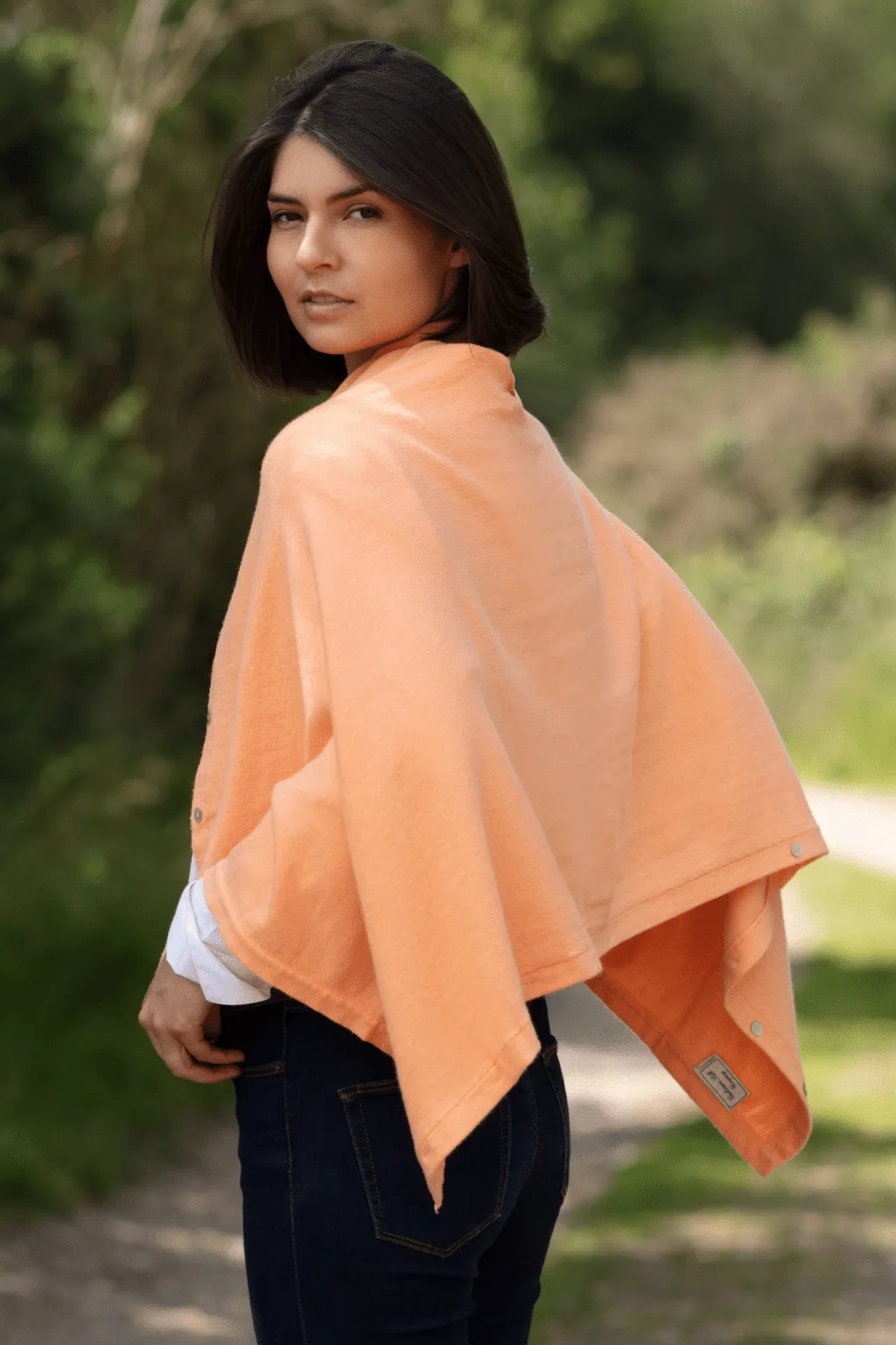 Classic Button Cashmere Poncho