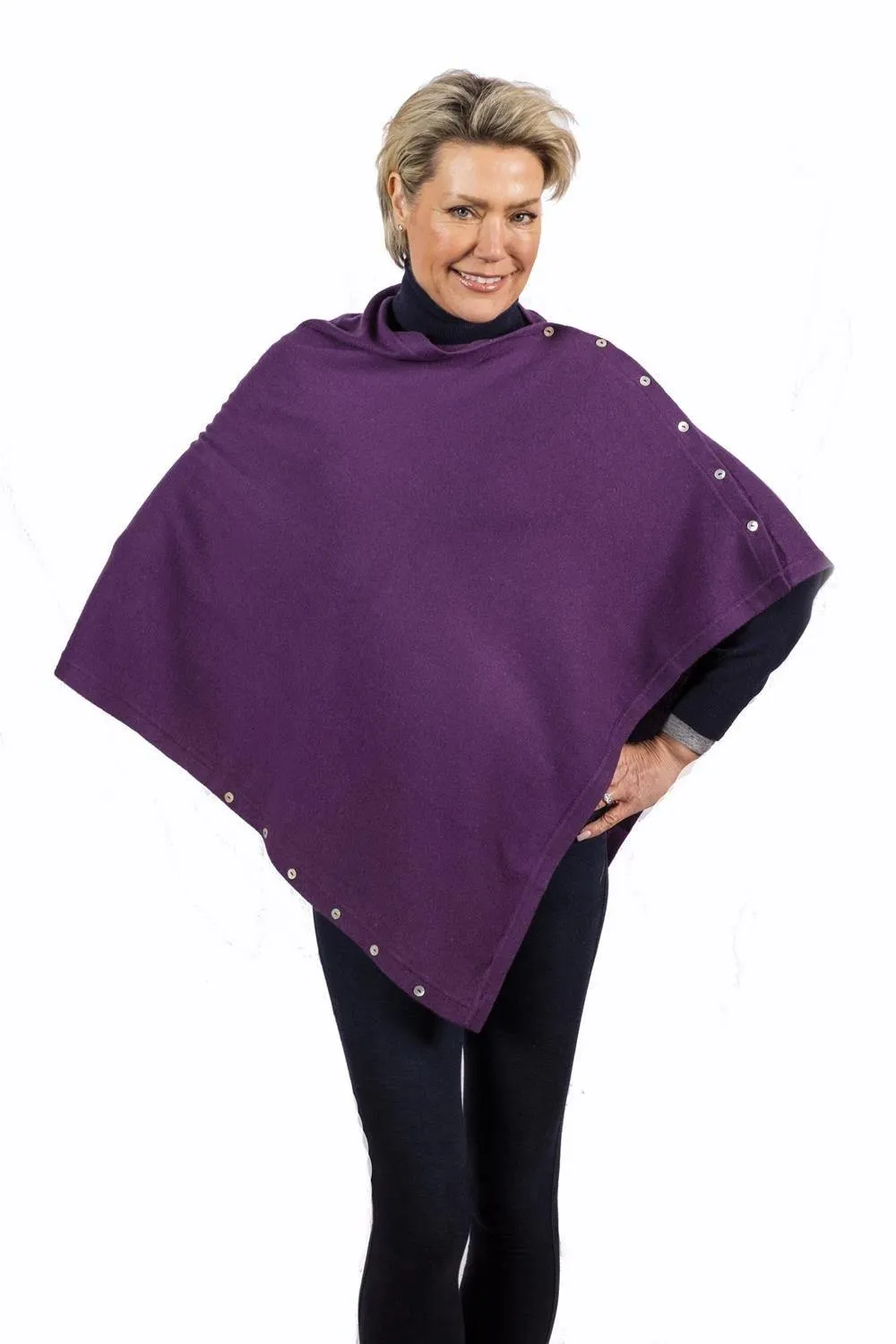 Classic Button Cashmere Poncho