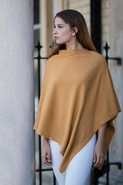 Classic Button Cashmere Poncho