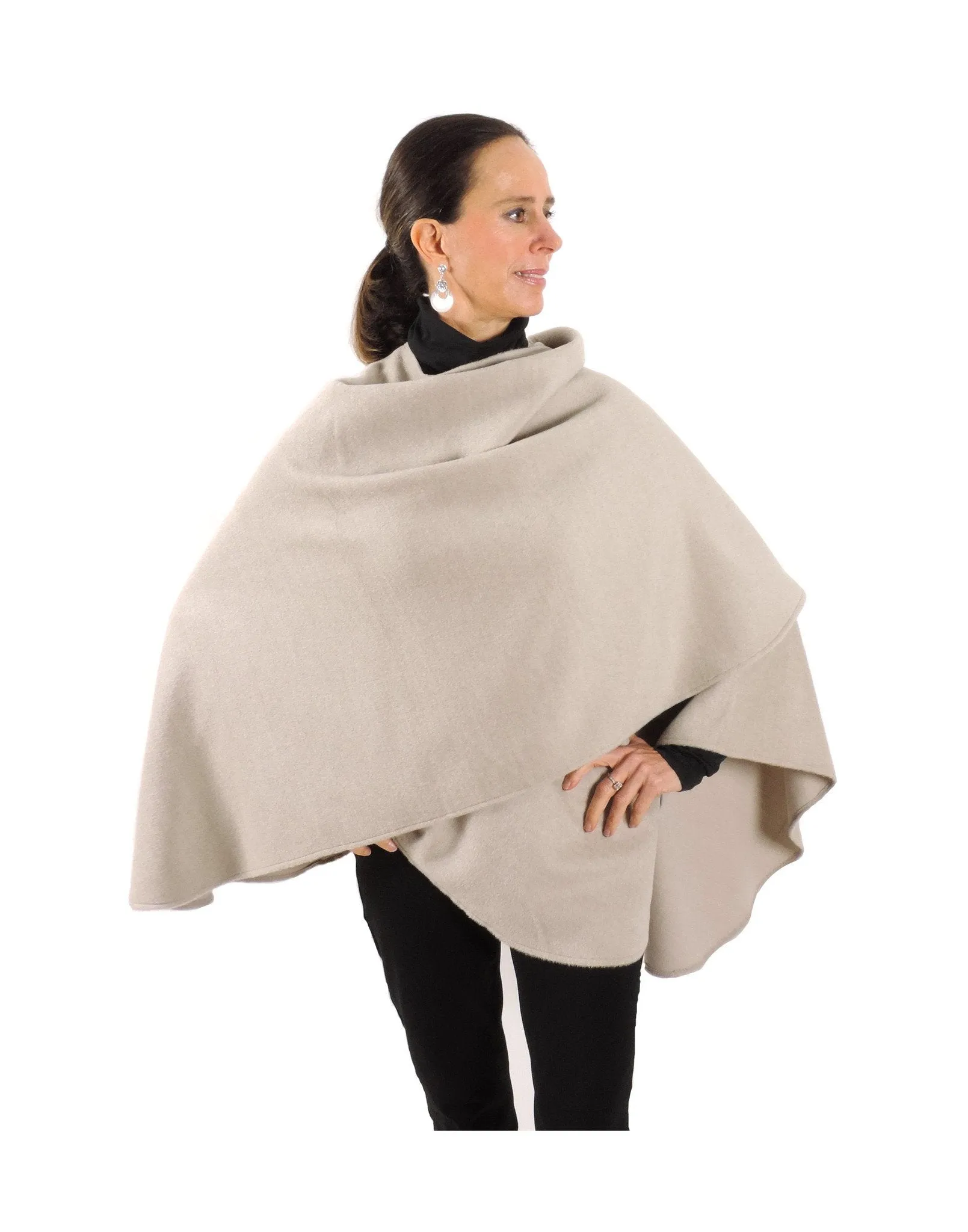 Classic Cape in Brushed Baby Alpaca - Oatmeal / Regular