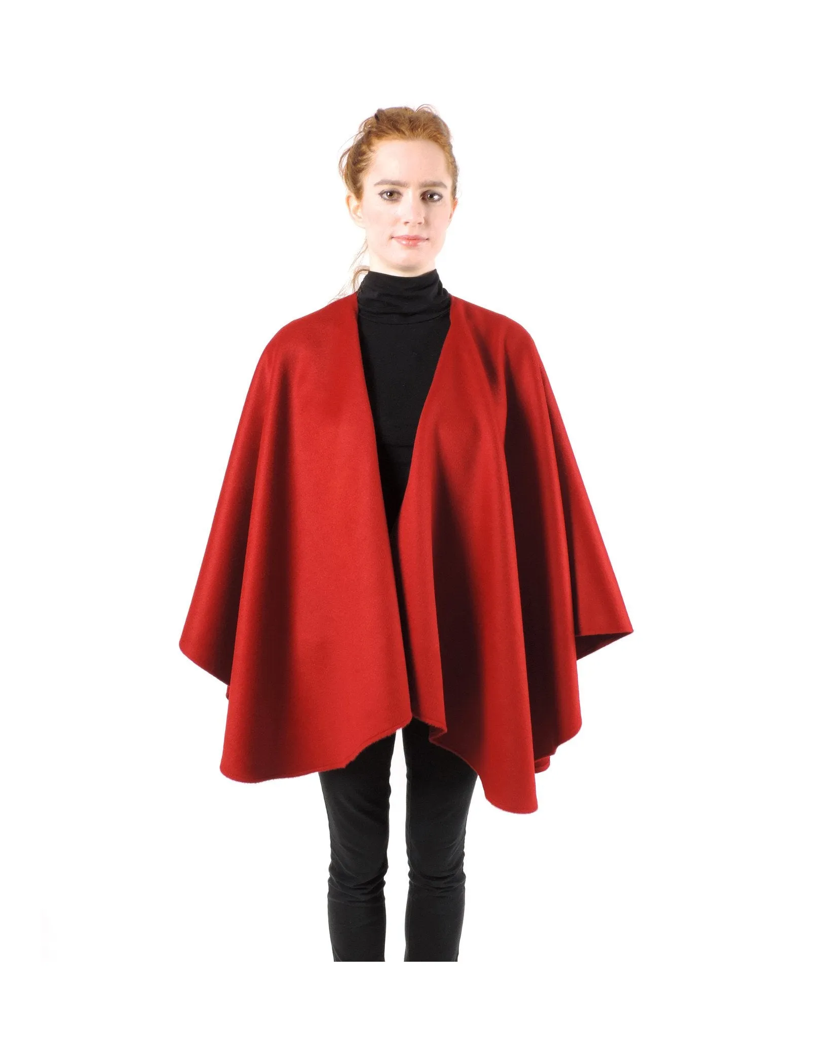 Classic Cape in Brushed Baby Alpaca - Red / Regular