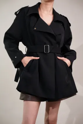 Coal Black Short Trench Coat