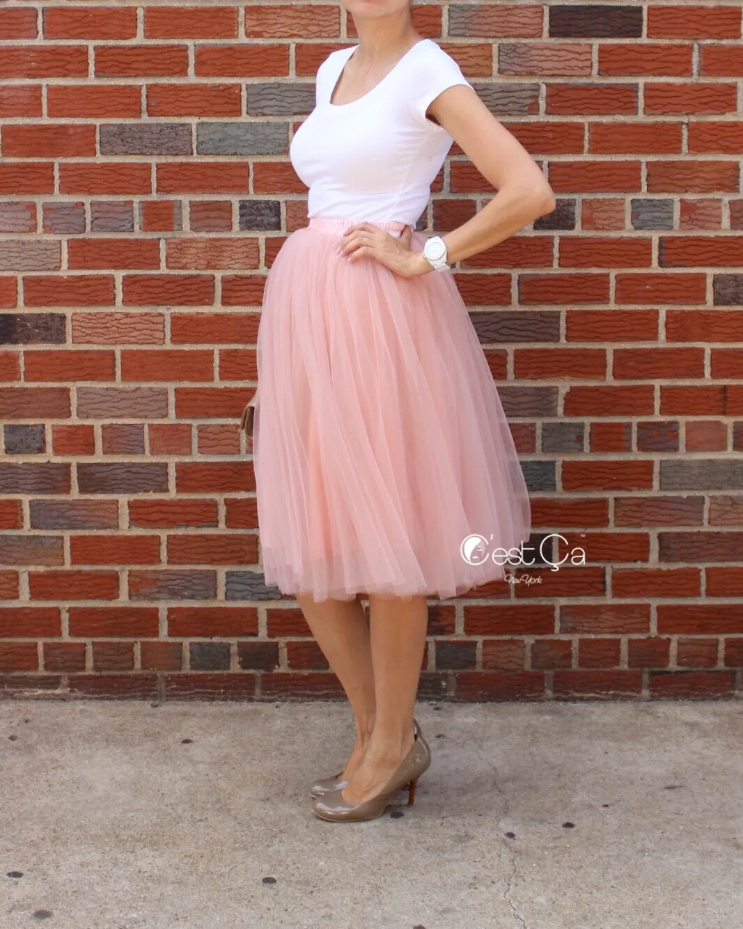 Colette Gray Pink Soft Tulle Skirt - Midi