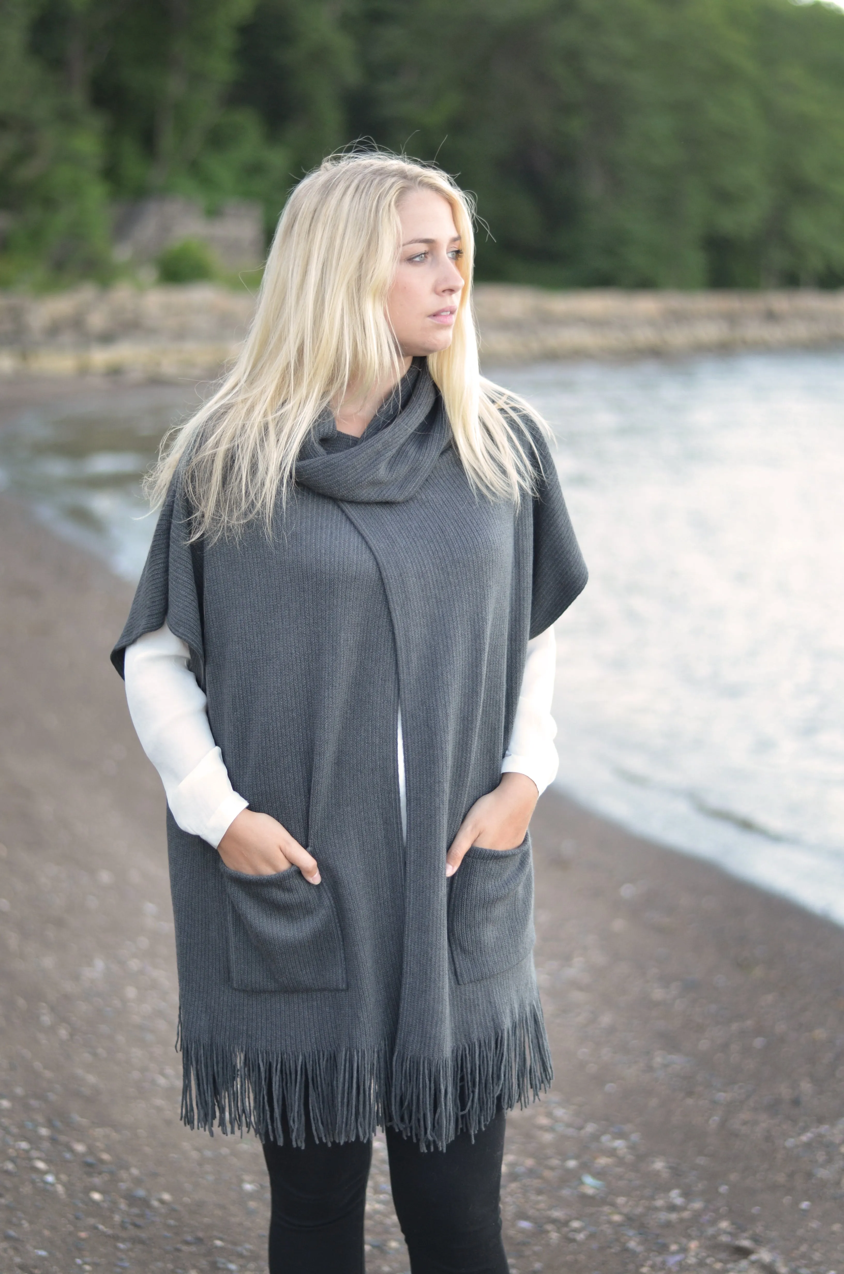 Cowl Neck Vest Poncho