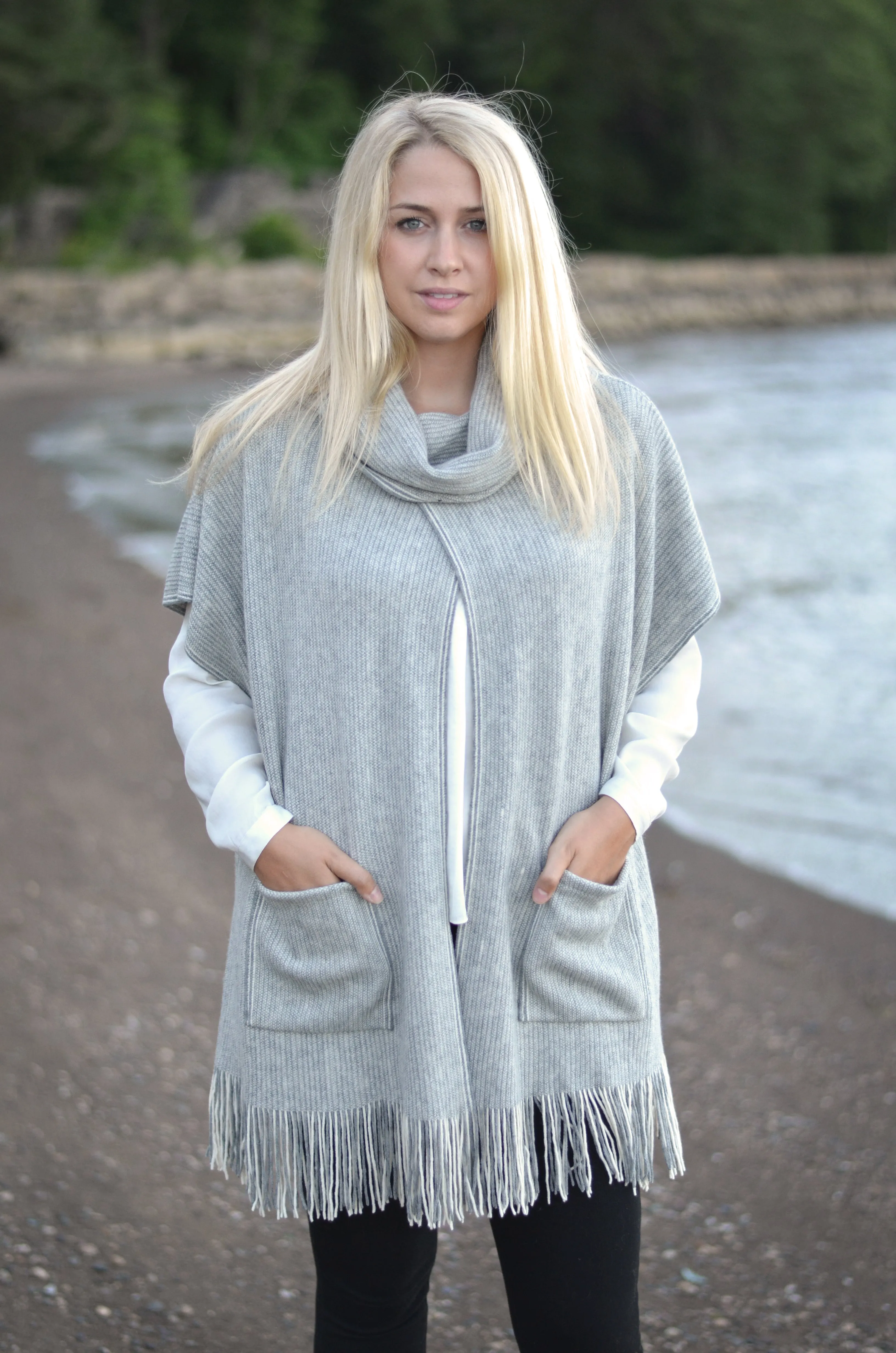 Cowl Neck Vest Poncho