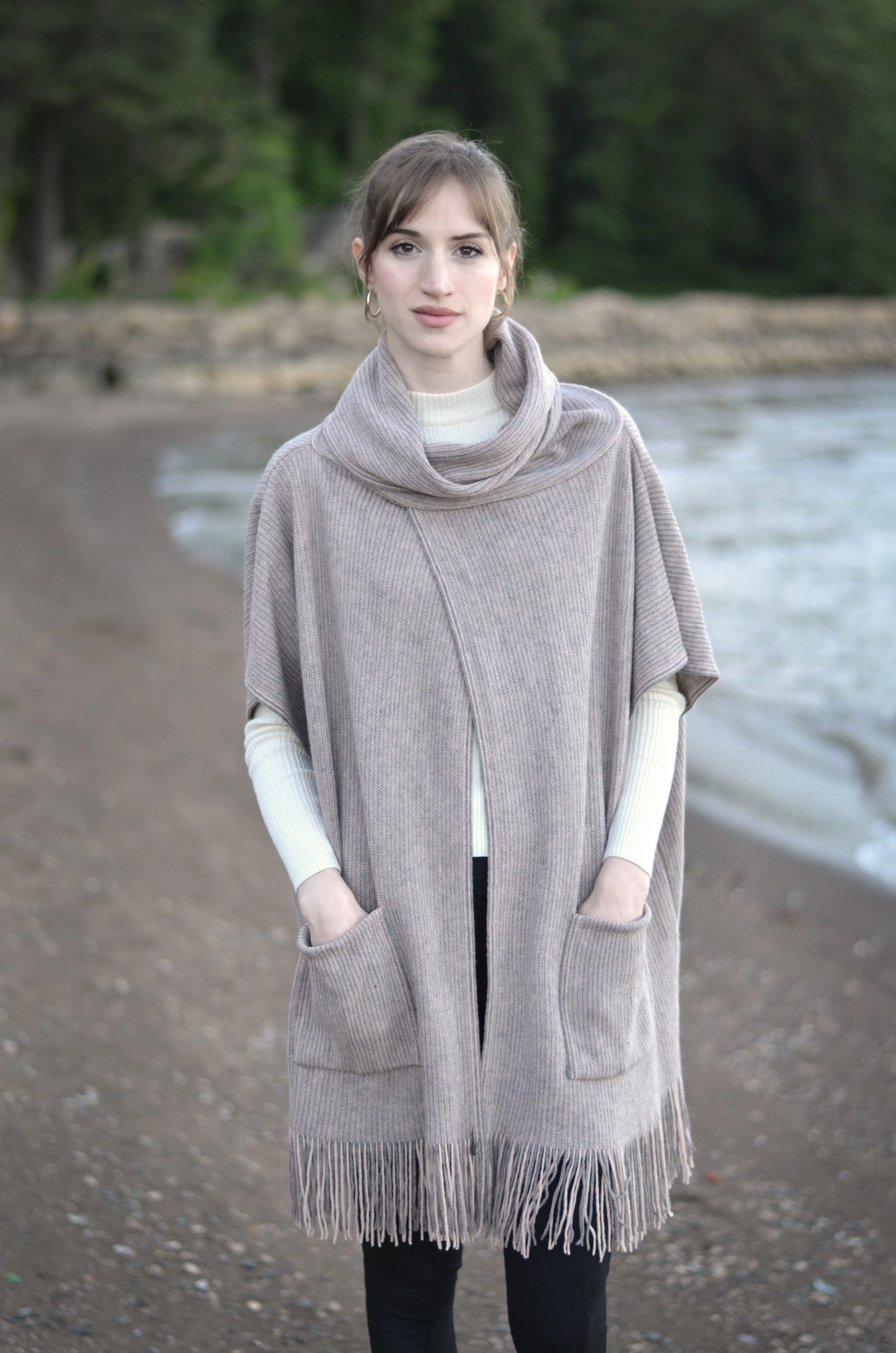 Cowl Neck Vest Poncho