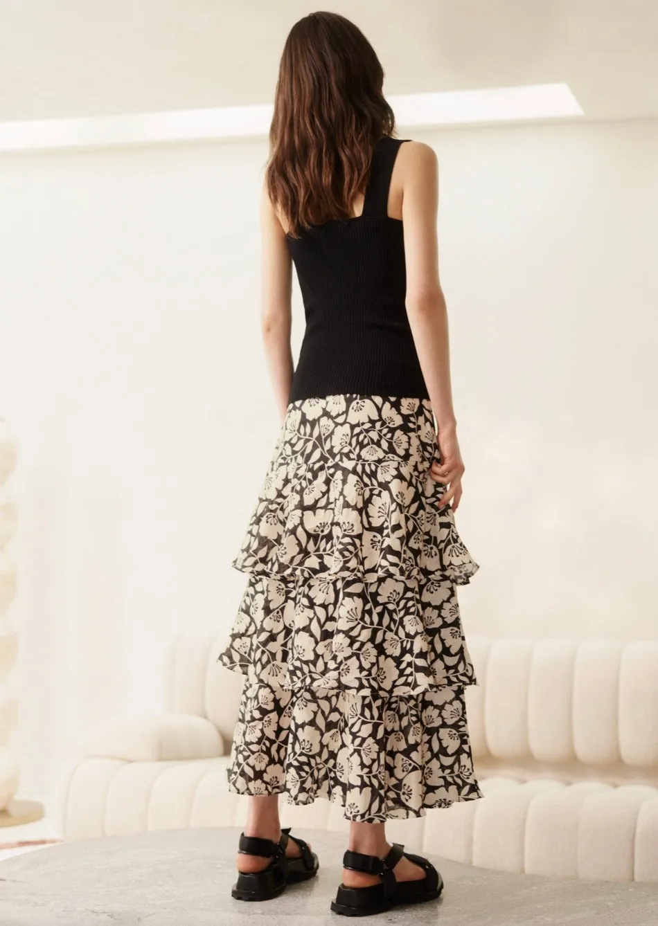 Coyote Linen Skirt Print