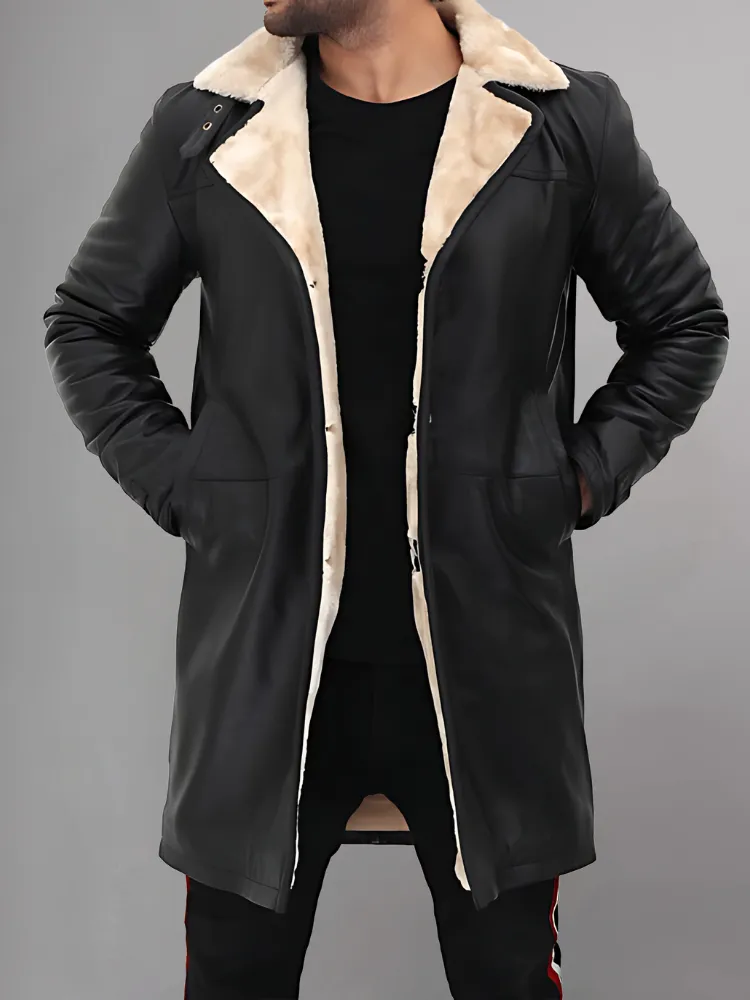 Dark Brown Shearling Leather Winter Coat Mens