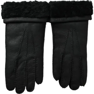 Dolce & Gabbana Black Leather Fur Short Hands Gloves