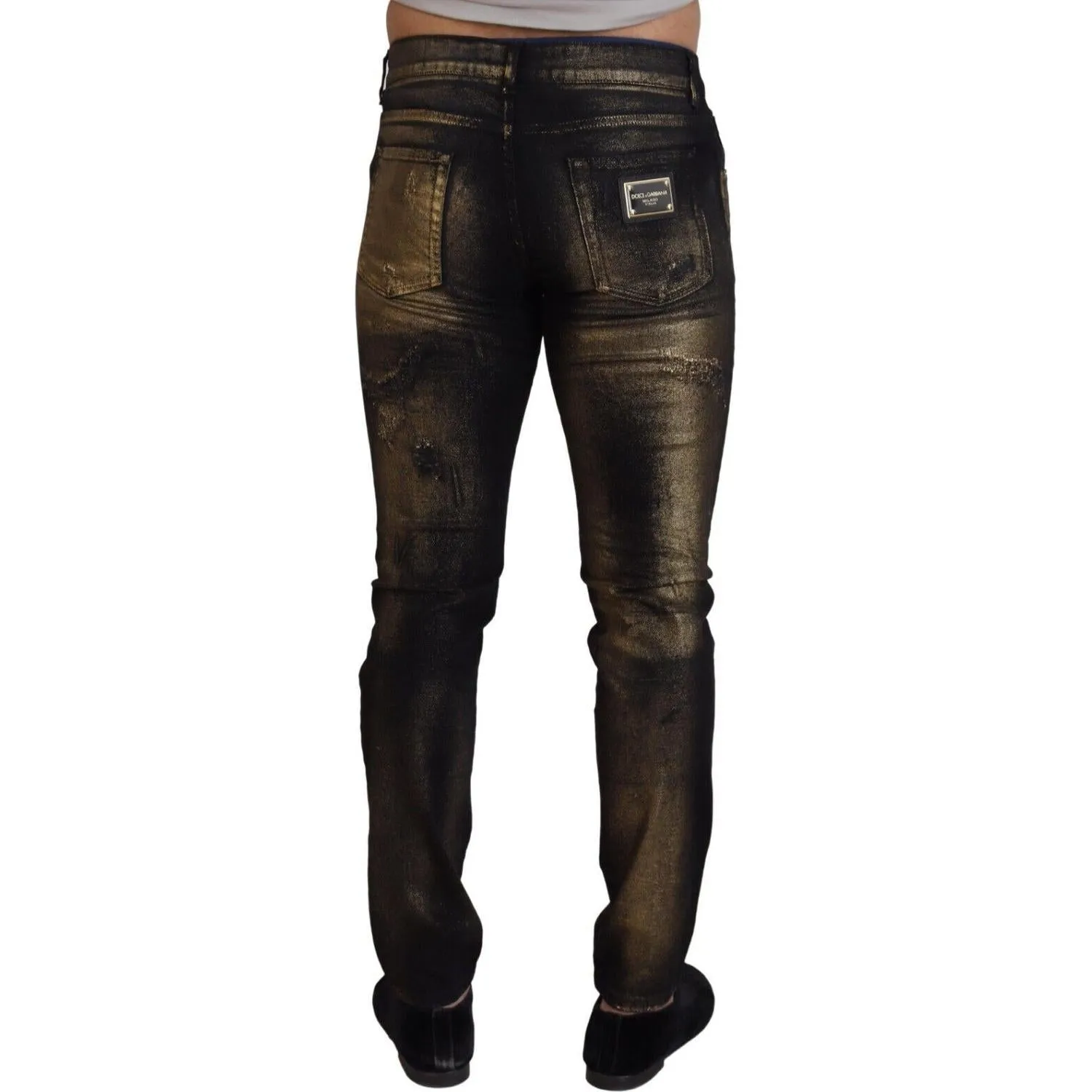 Dolce & Gabbana Elegant Black Gold Dust Jeans