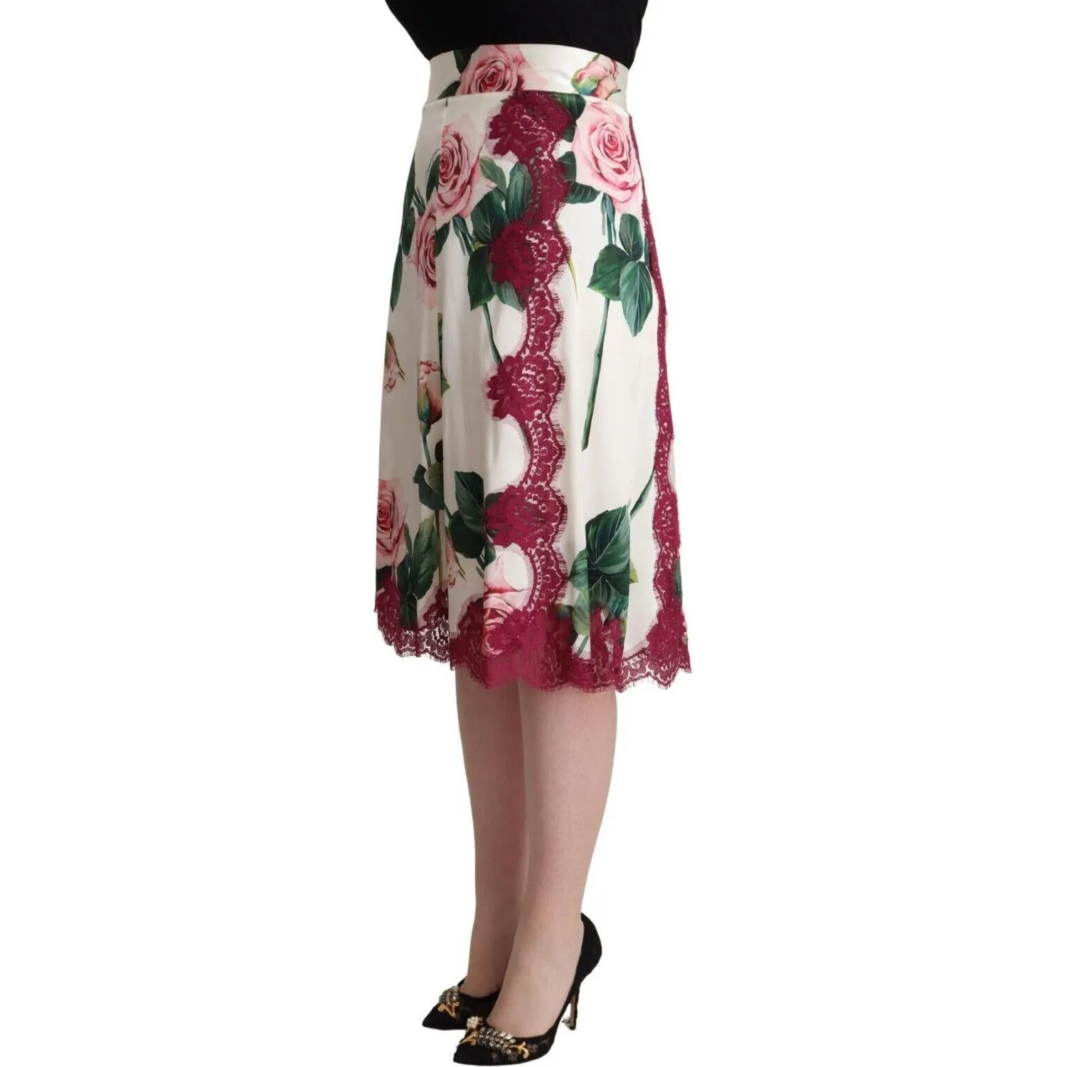 Dolce & Gabbana Elegant Floral A-Line Midi Skirt