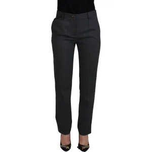 Dolce & Gabbana Elegant Gray Striped Tapered Pants