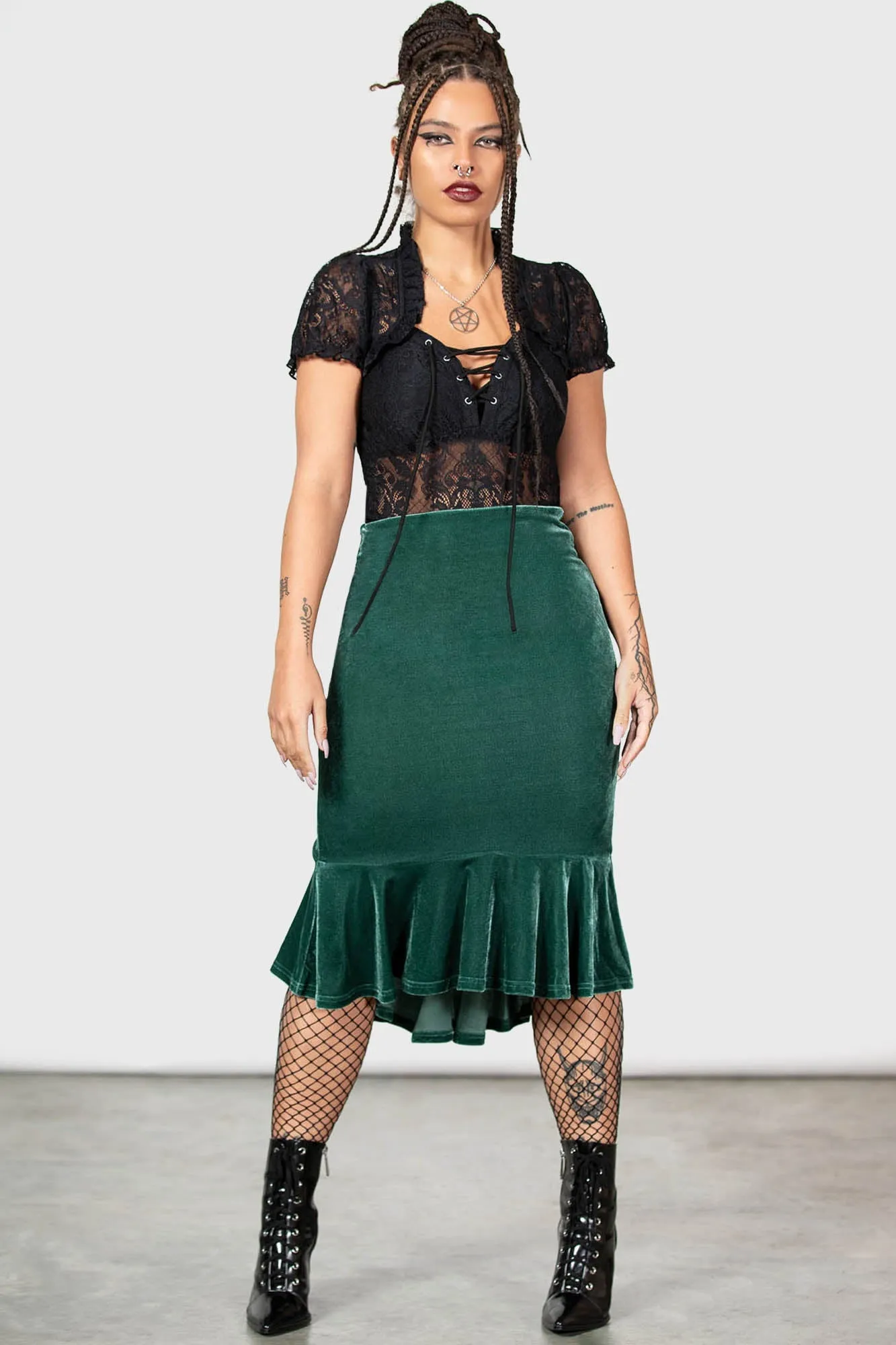 Drusilla Midi Skirt [GREEN] - Resurrect