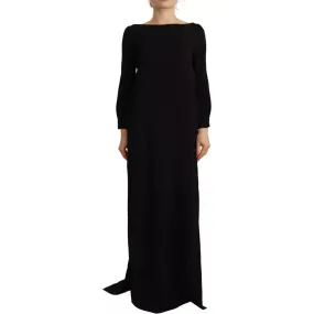 Dsquared² Black Long Sleeves Side Slit Floor Length Dress