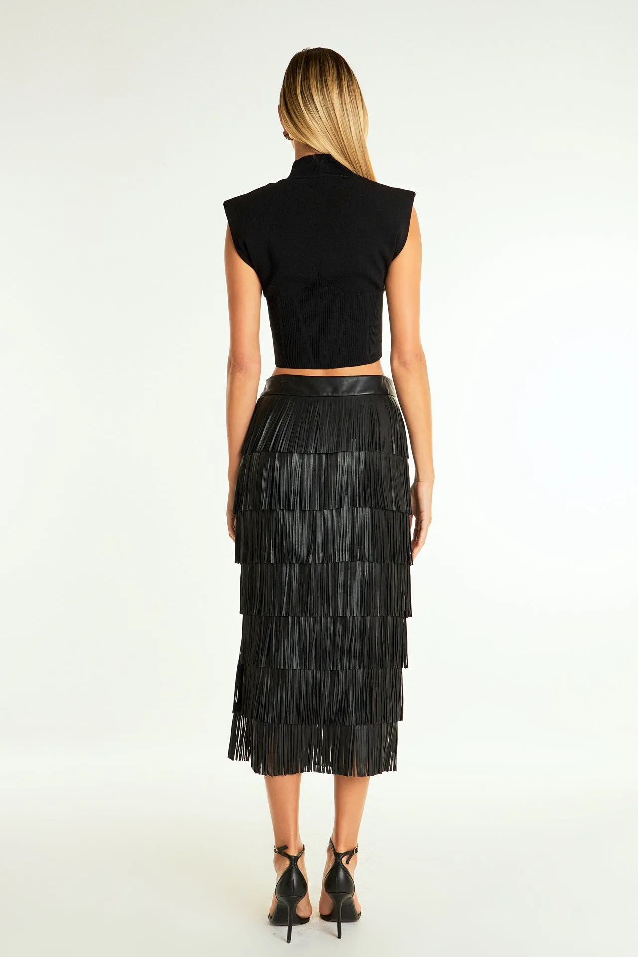 Endless Rose - Pu Fringe Maxi Skirt