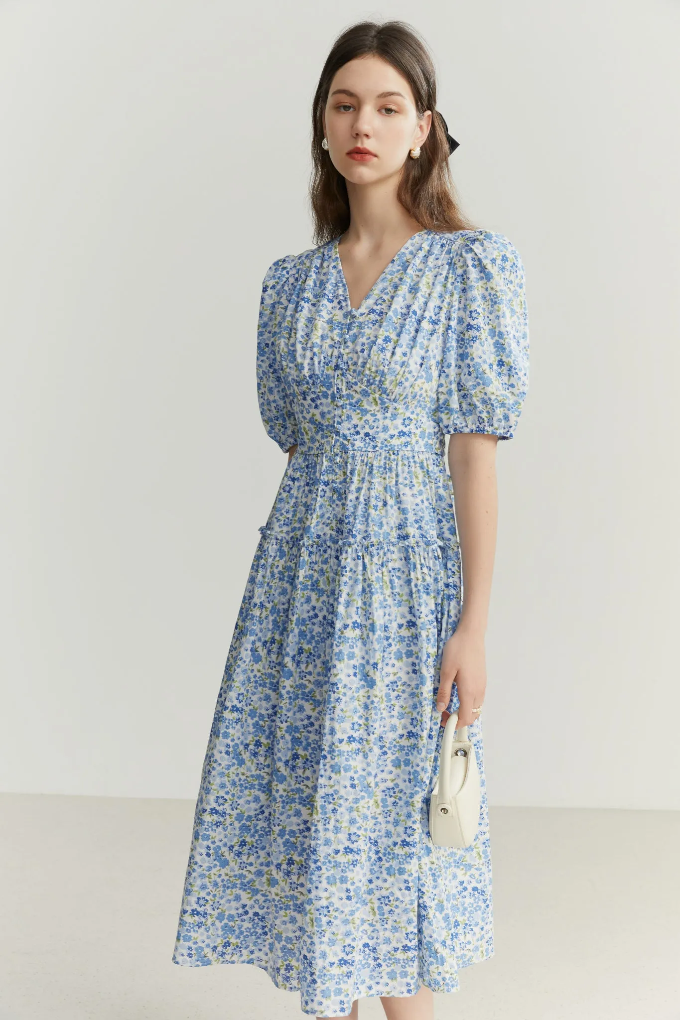 Fansilanen | Hulda Blue Print Puff Dress