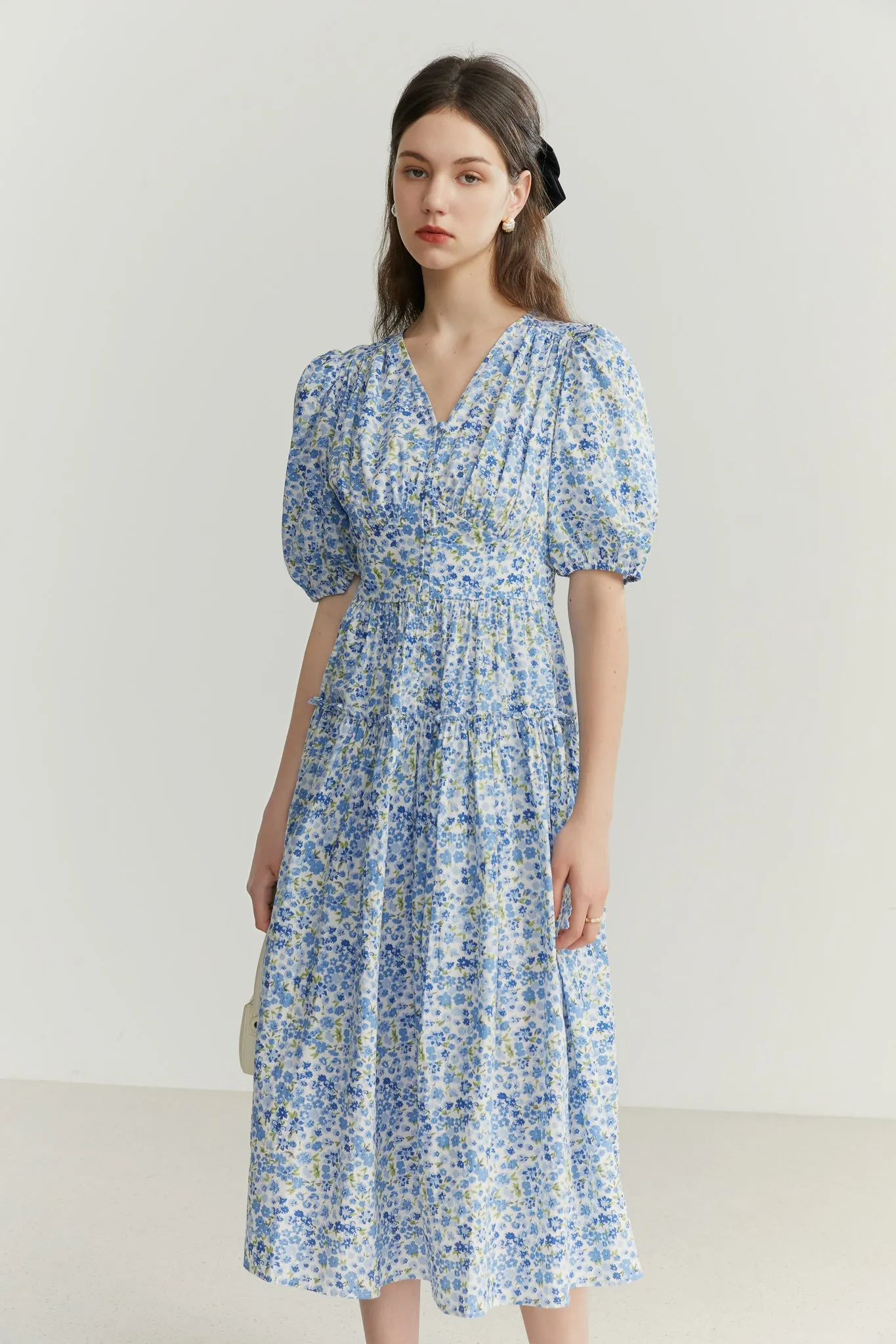 Fansilanen | Hulda Blue Print Puff Dress