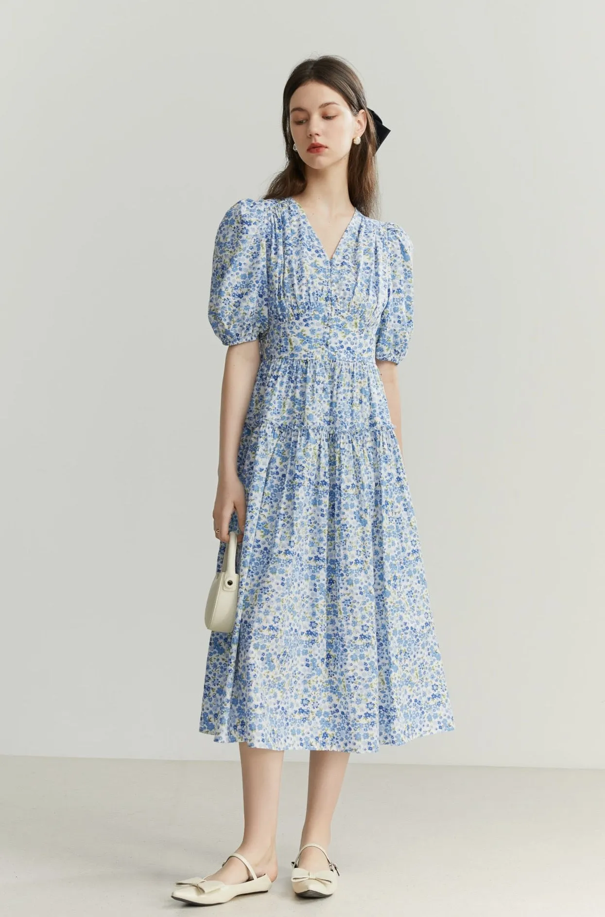 Fansilanen | Hulda Blue Print Puff Dress