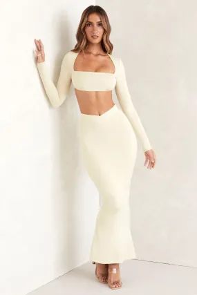 Flared Hem Maxi Skirt in Ivory