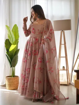 FLORAL ANARKALI DUPATTA SET