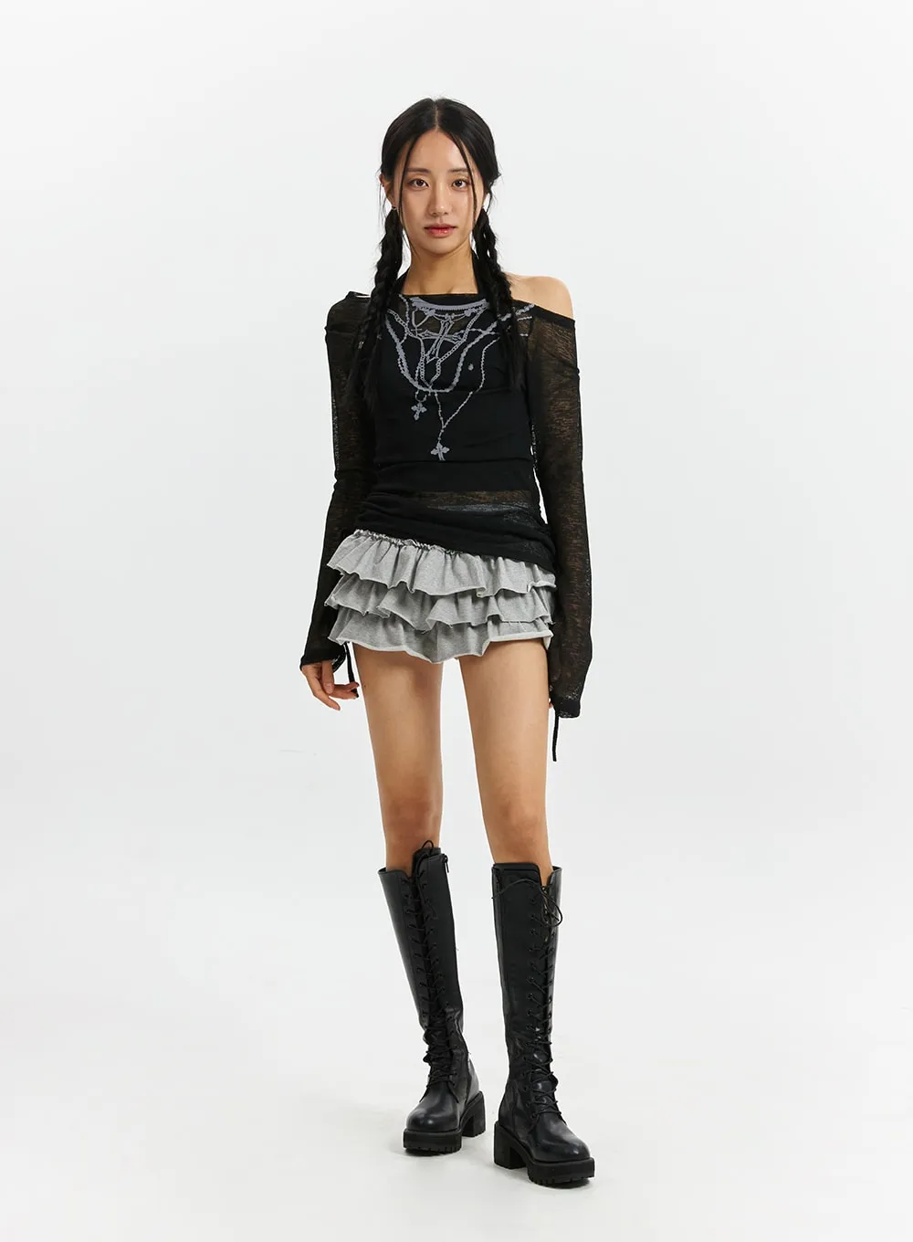 Frill-Layered Mini Skirt CD321