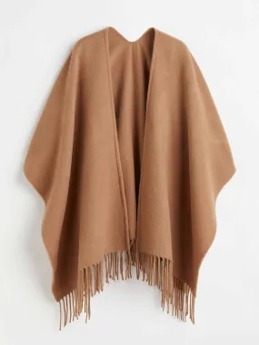 Fringe-trimmed poncho