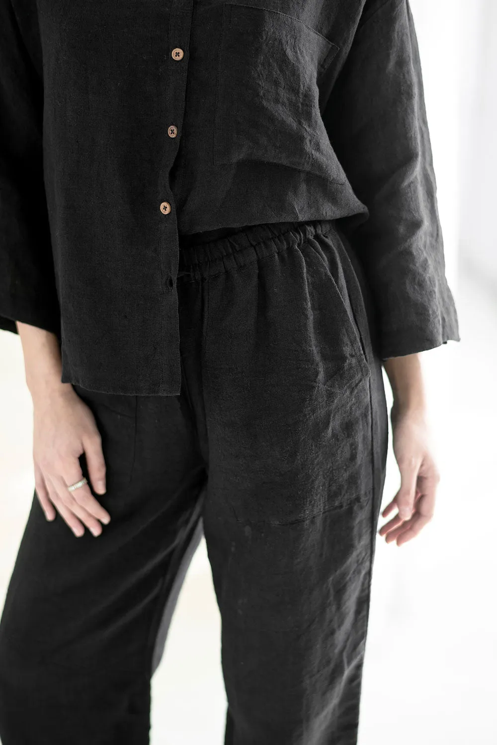 Fundamental Wide Leg Linen Pant - Black 