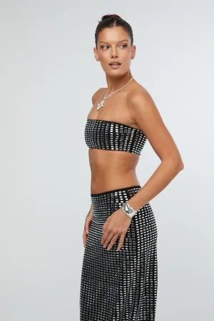 Geo Crystal Bandeau Top Black