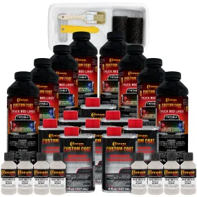 GM White 2 Gallon Urethane Roll-On, Brush-On or Spray-On Truck Bed Liner Kit with Roller & Brush Applicator Kit - Textured Car Auto Protective Coating