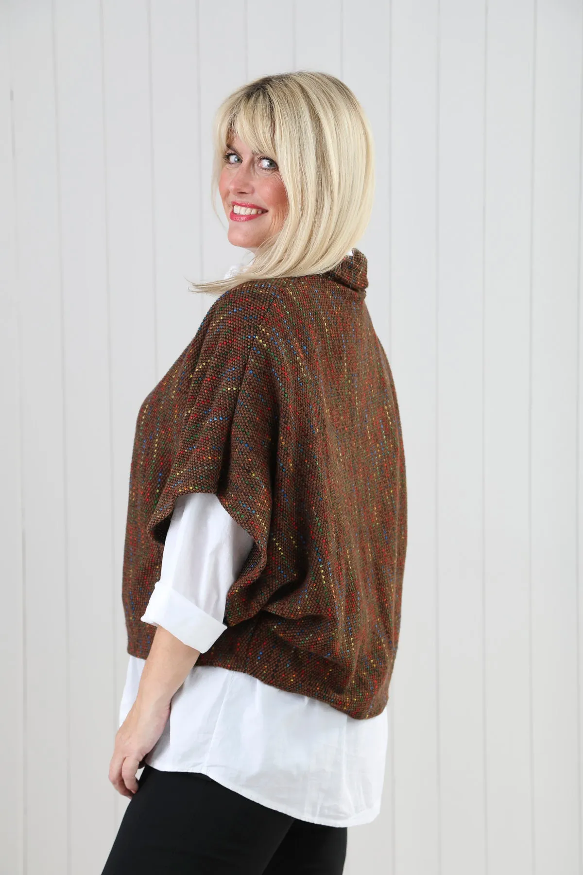 Goose Island 1572 Multi Fleck Cowl Neck Poncho (9 Colours)