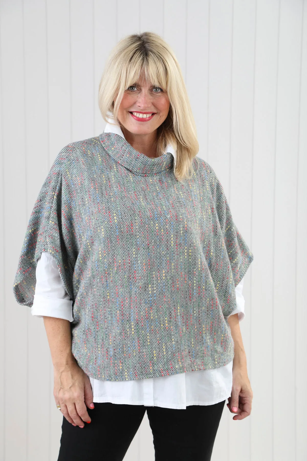 Goose Island 1572 Multi Fleck Cowl Neck Poncho (9 Colours)