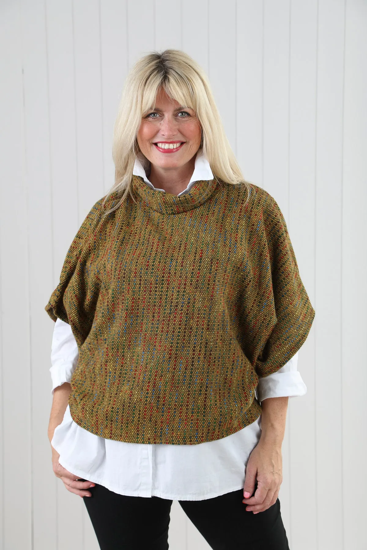 Goose Island 1572 Multi Fleck Cowl Neck Poncho (9 Colours)