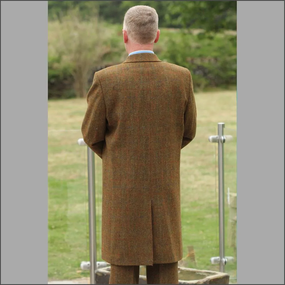 Harris Tweed Rust Check Overcoat--