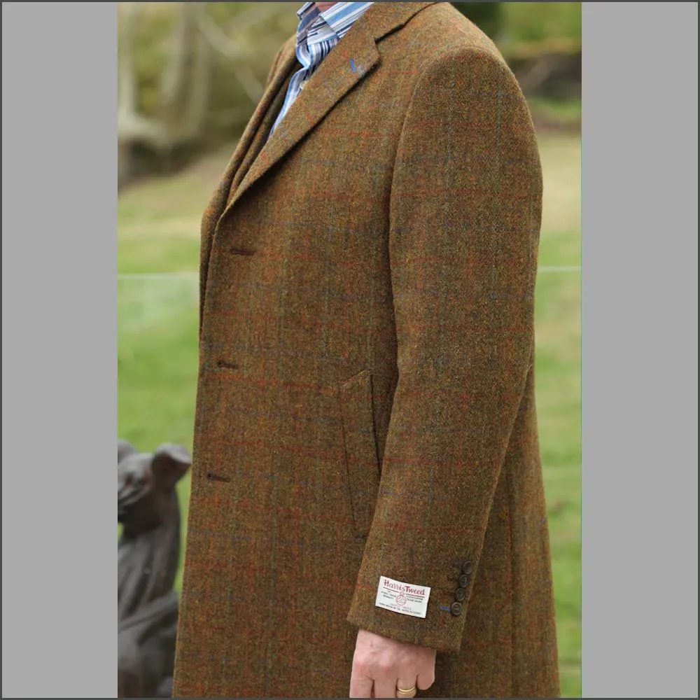 Harris Tweed Rust Check Overcoat--