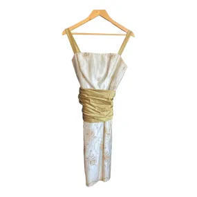 Harrods Cream And Gold Sleeveless Cocktail Dress UK Size 10