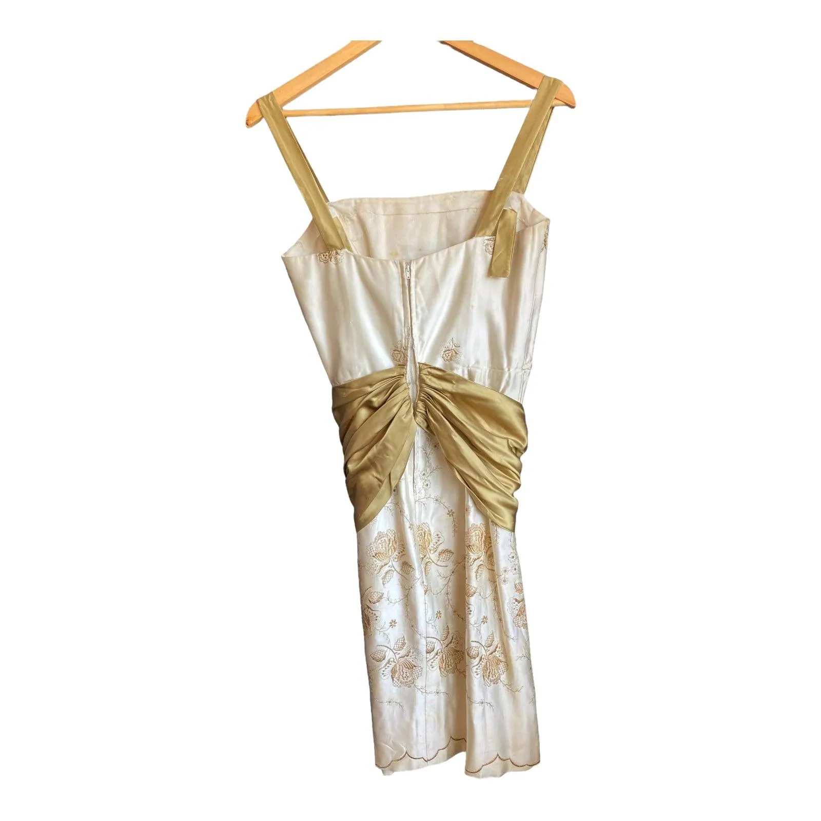 Harrods Cream And Gold Sleeveless Cocktail Dress UK Size 10