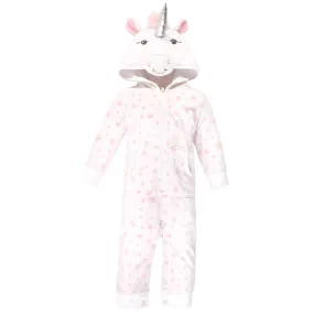 Hudson Baby Fleece Jumpsuits, Coveralls, and Playsuits, White Unicorn