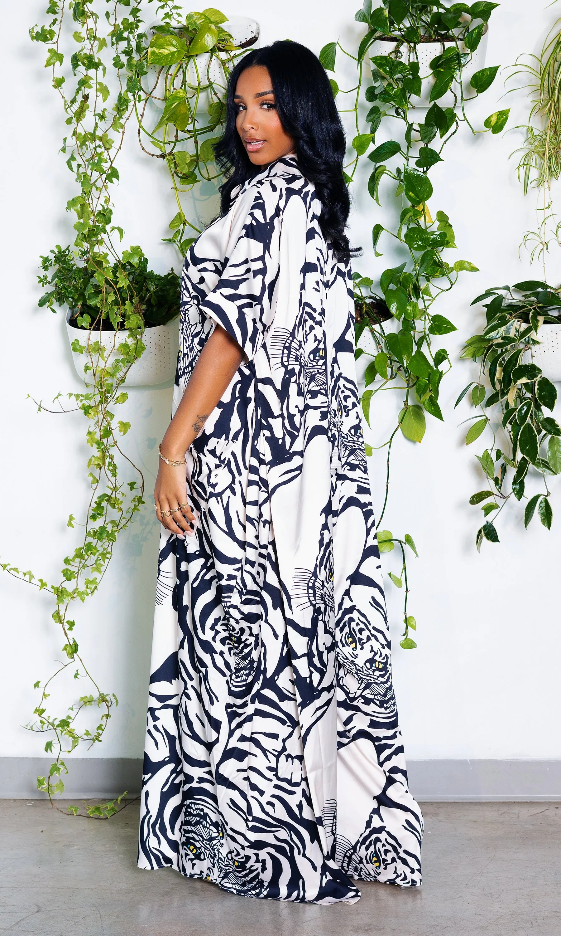 I'm Grown Classy Jumpsuit - Black and White Printed