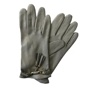 Isabella Tassel - Women's Silk Lined Leather Gloves with Braided Tassel Cuff