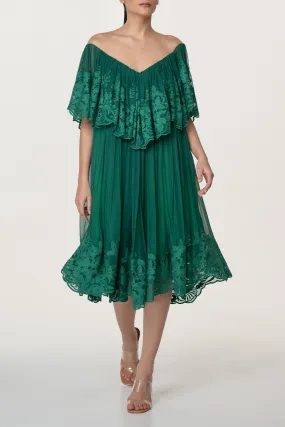 Jade Emerald Boho Midi Dress