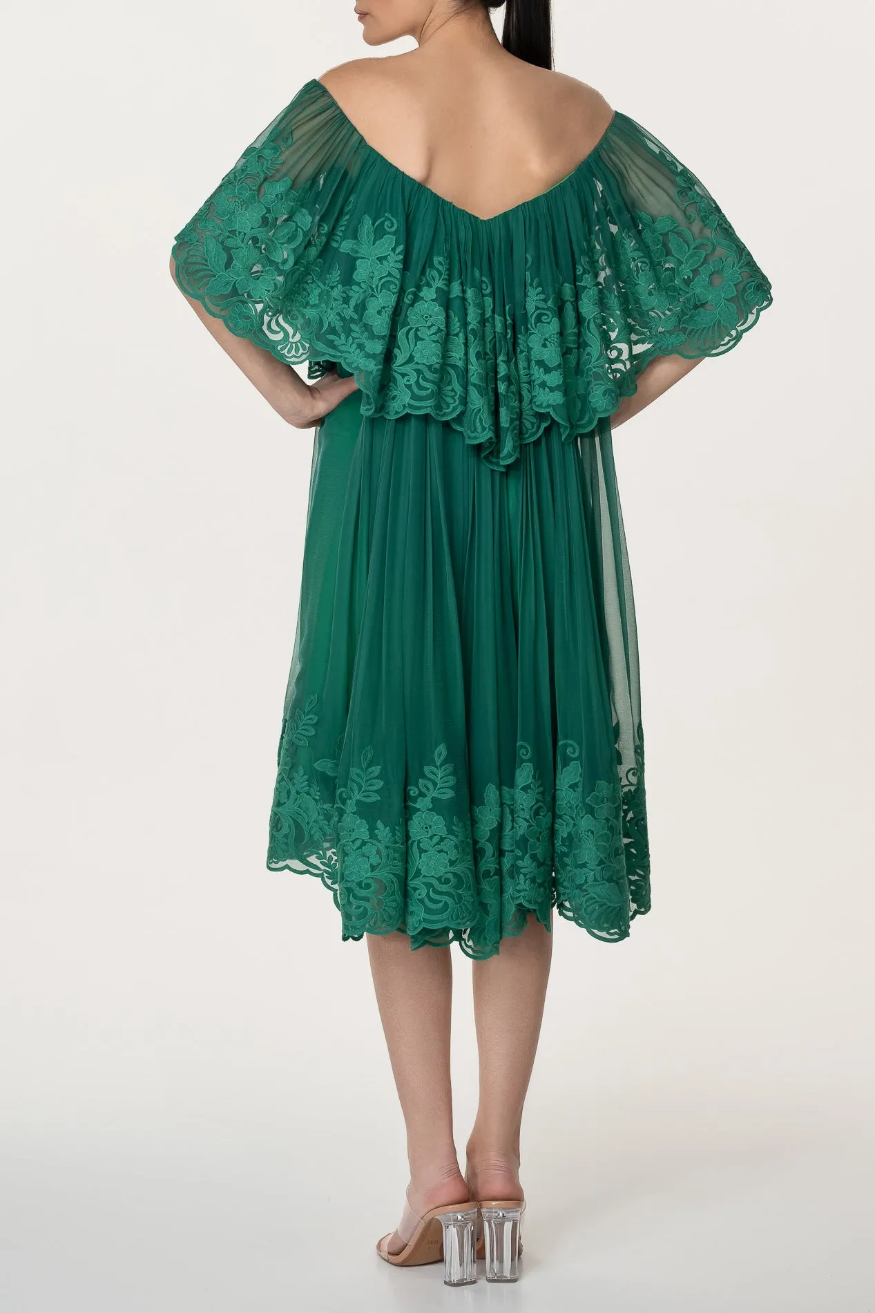 Jade Emerald Boho Midi Dress