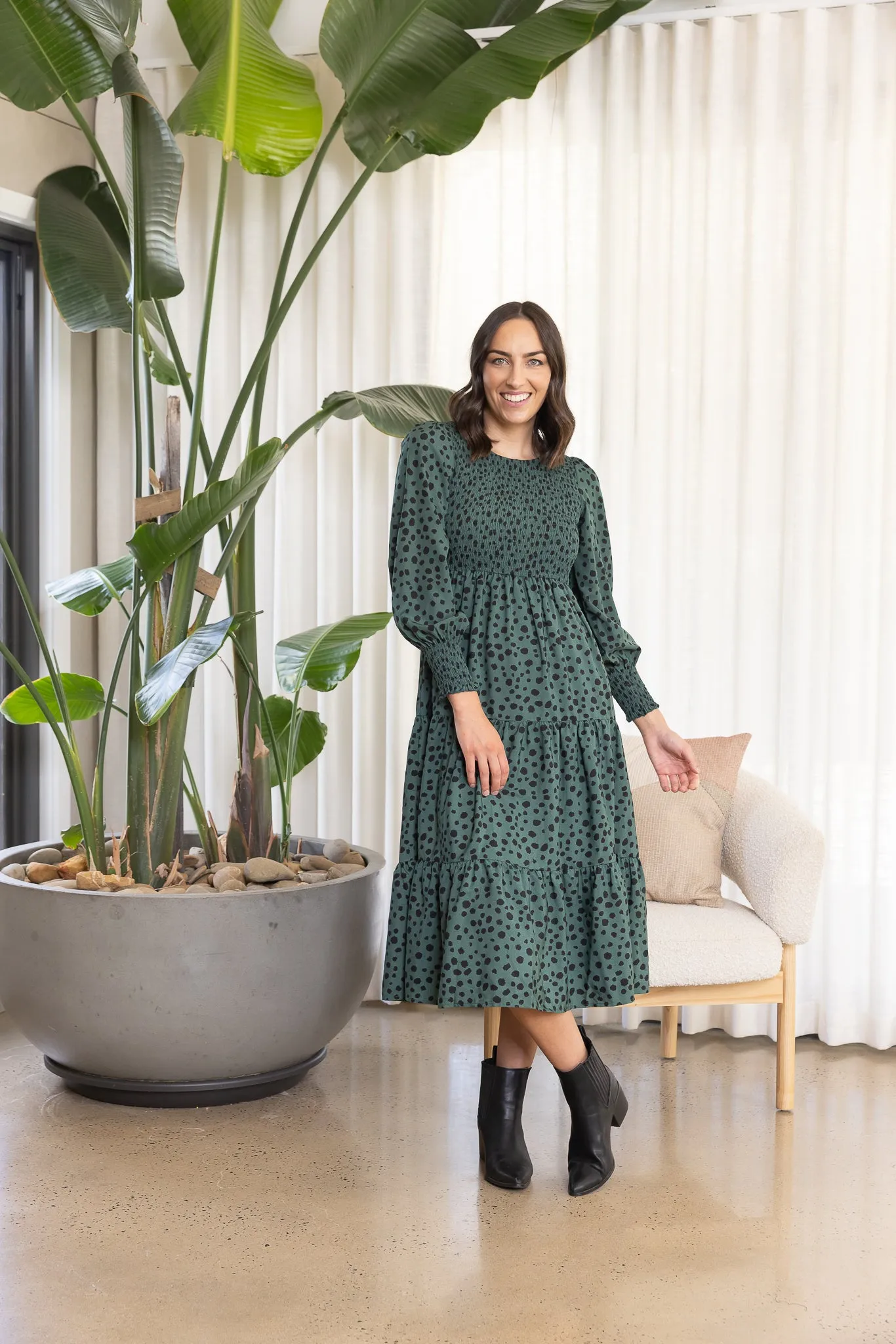 JARRAH MIDI DRESS - Sage Animal